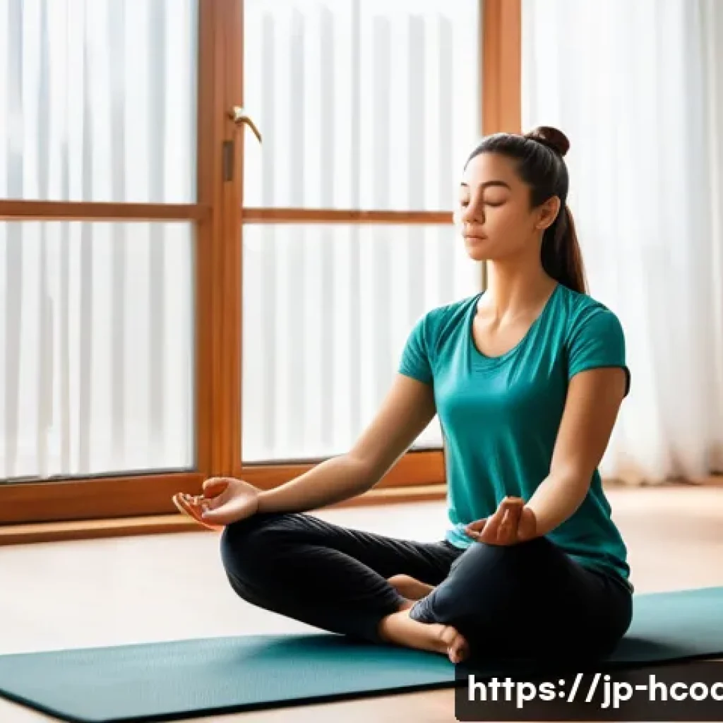 건강코칭과 정신 건강 지원 - **Prompt 1: Serene Self-Care Moment**
A young woman (18-25 years old) with a calm expression, dr...