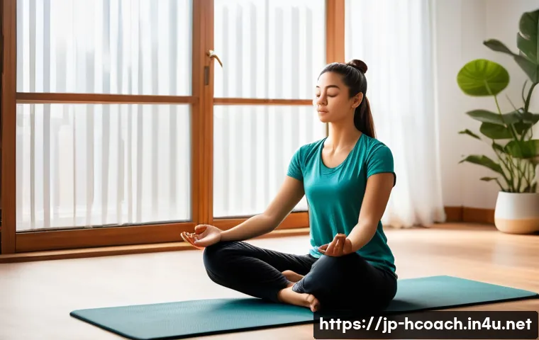 건강코칭과 정신 건강 지원 - **Prompt 1: Serene Self-Care Moment**
    A young woman (18-25 years old) with a calm expression, dr...