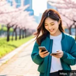 건강코칭 초보자를 위한 기초 이론 - A modern Japanese woman in casual sportswear, happily walking through a serene urban park during ear...