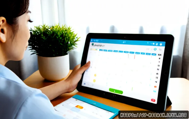 건강코칭 전문가를 위한 시간 관리 앱 - Photorealistic Japanese health coach in a calm modern home office, viewing a clean time-management a...