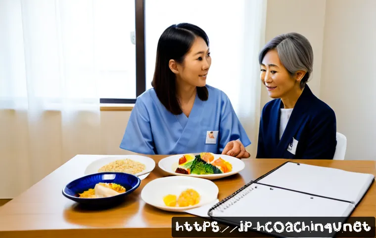 건강코칭 실무에서 발생하는 문제 해결법 - Photorealistic health coaching consultation in a bright modern Japanese clinic, a calm middle-aged J...
